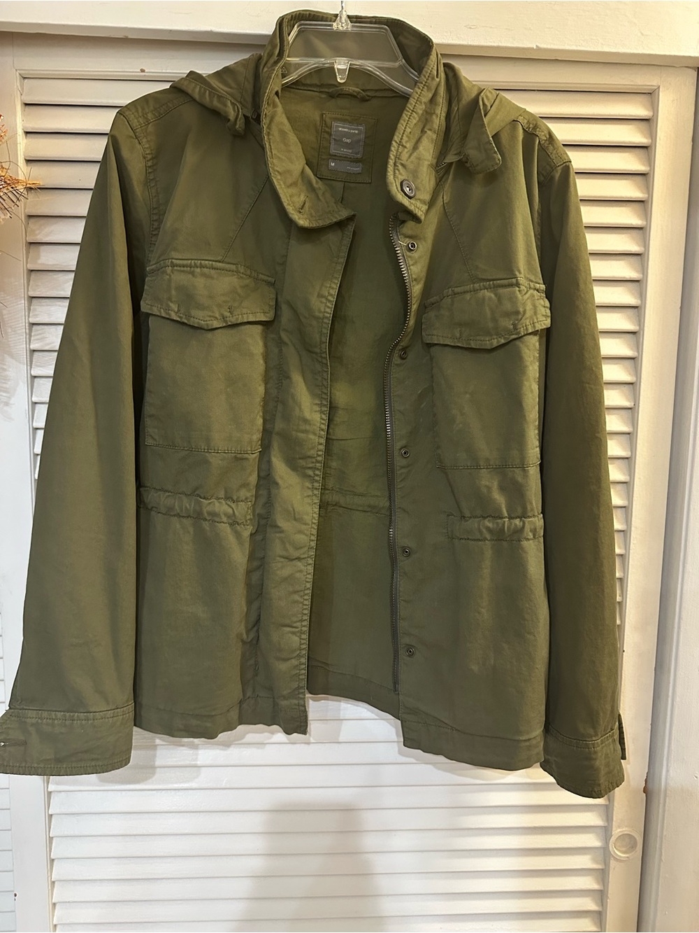 Women’s Olive Green Utility Jacket - Casual Hooded Field Coat